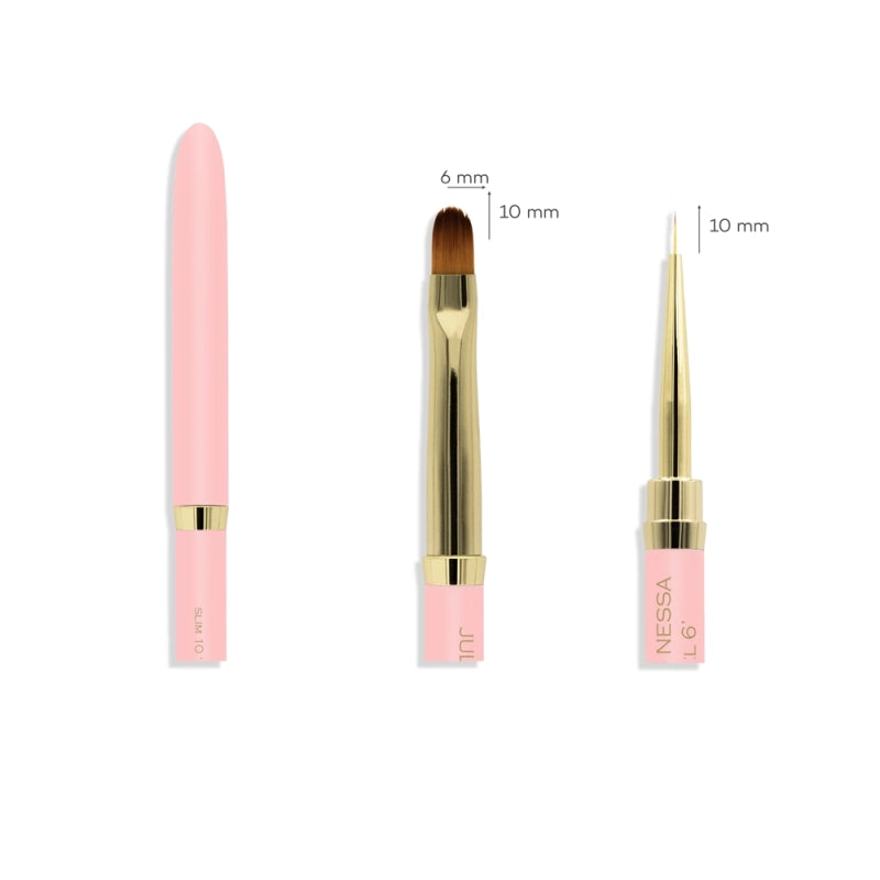 Julia Nessa Slim Gel Brush 10mm/6mm - Pink