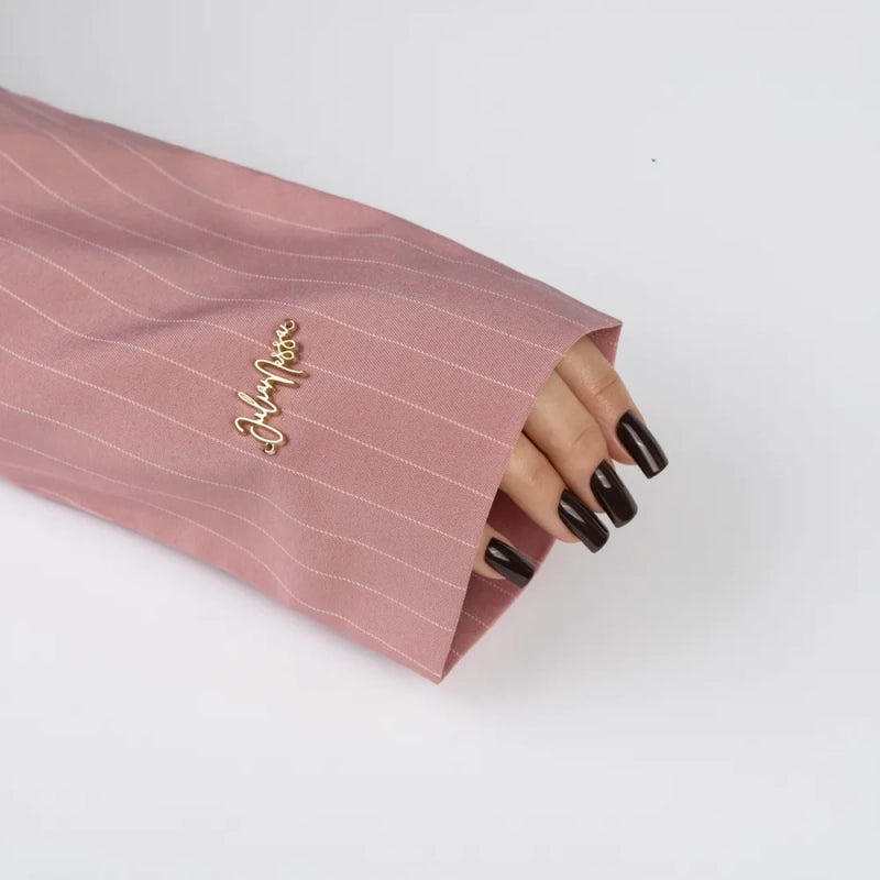 Julia Nessa Nail Photo Sleeve - Dusty Pink Striped Blazer