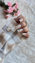 Beige Check Blazer‑Style Sleeve