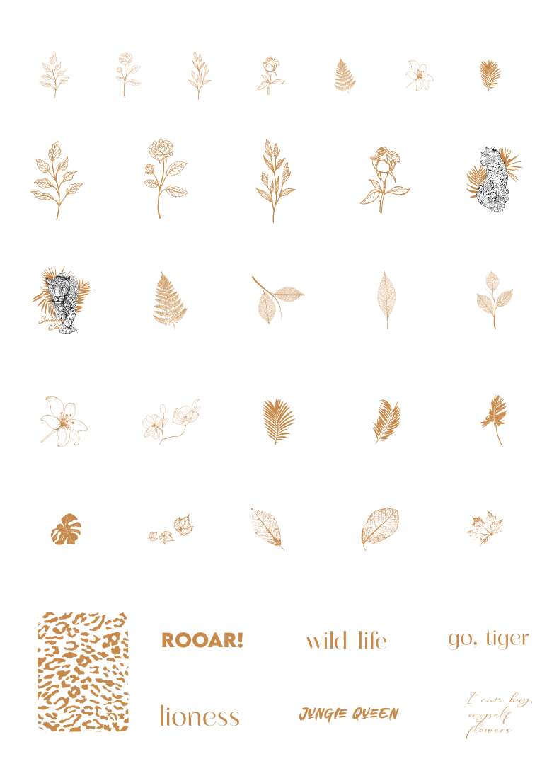Nail Stickers Botanical Gold - Holographic