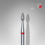 Diamond Nail Drill Bit, “Drop” , Red, Head Diameter 2,3 mm/ Working Part 5mm FA40R023/5