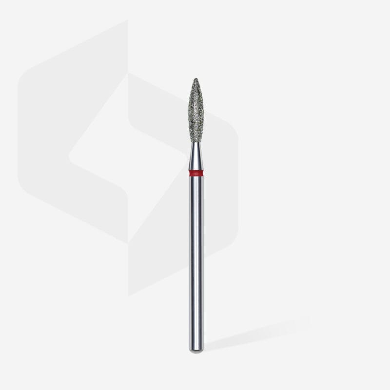 Diamond Nail Drill Bit, “Flame”, Red, Head Diameter 2.3 mm/ Working Part 10 mm FA10R023/10