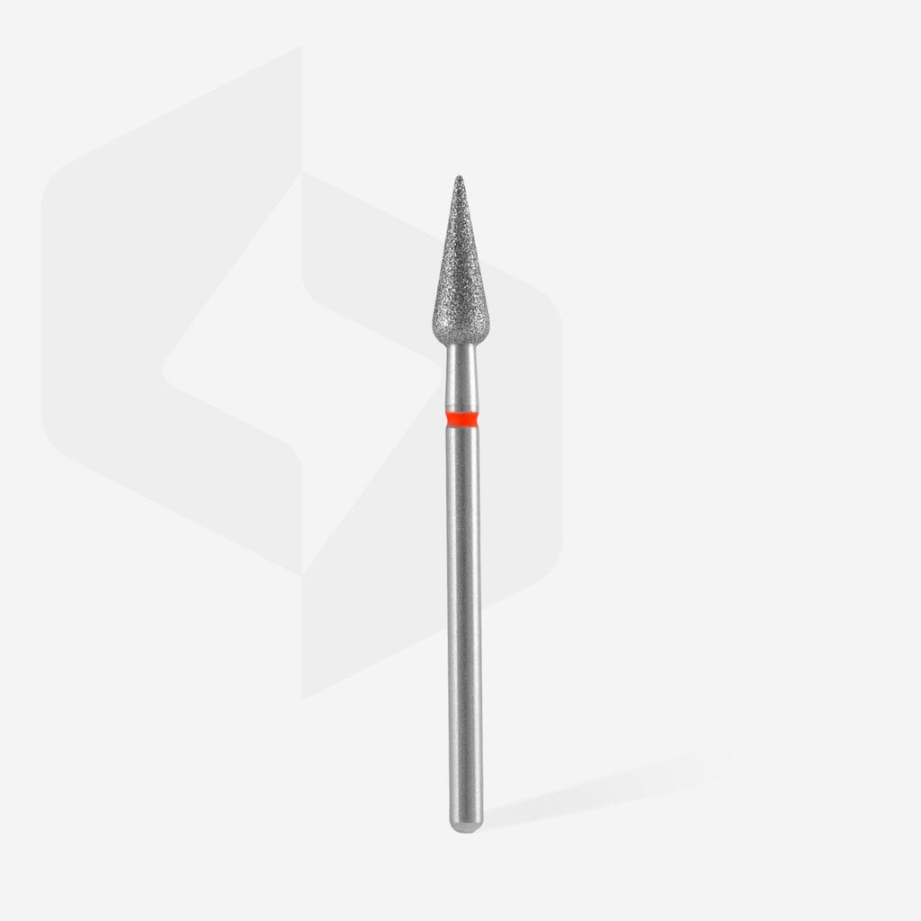 Diamond Nail Drill Bit Pointed Pear Red EXPERT Head Diameter 4mm/Working Part 12mm FA100R040/12