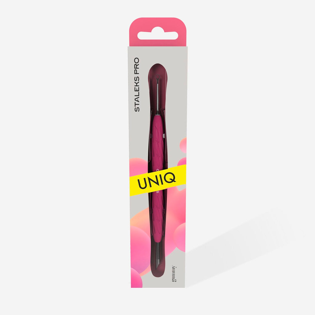 Manicure Pusher Gummy With Silicone Handle UNIQ 11 TYPE 2 Beveled & Loop Pusher PQ-11/2