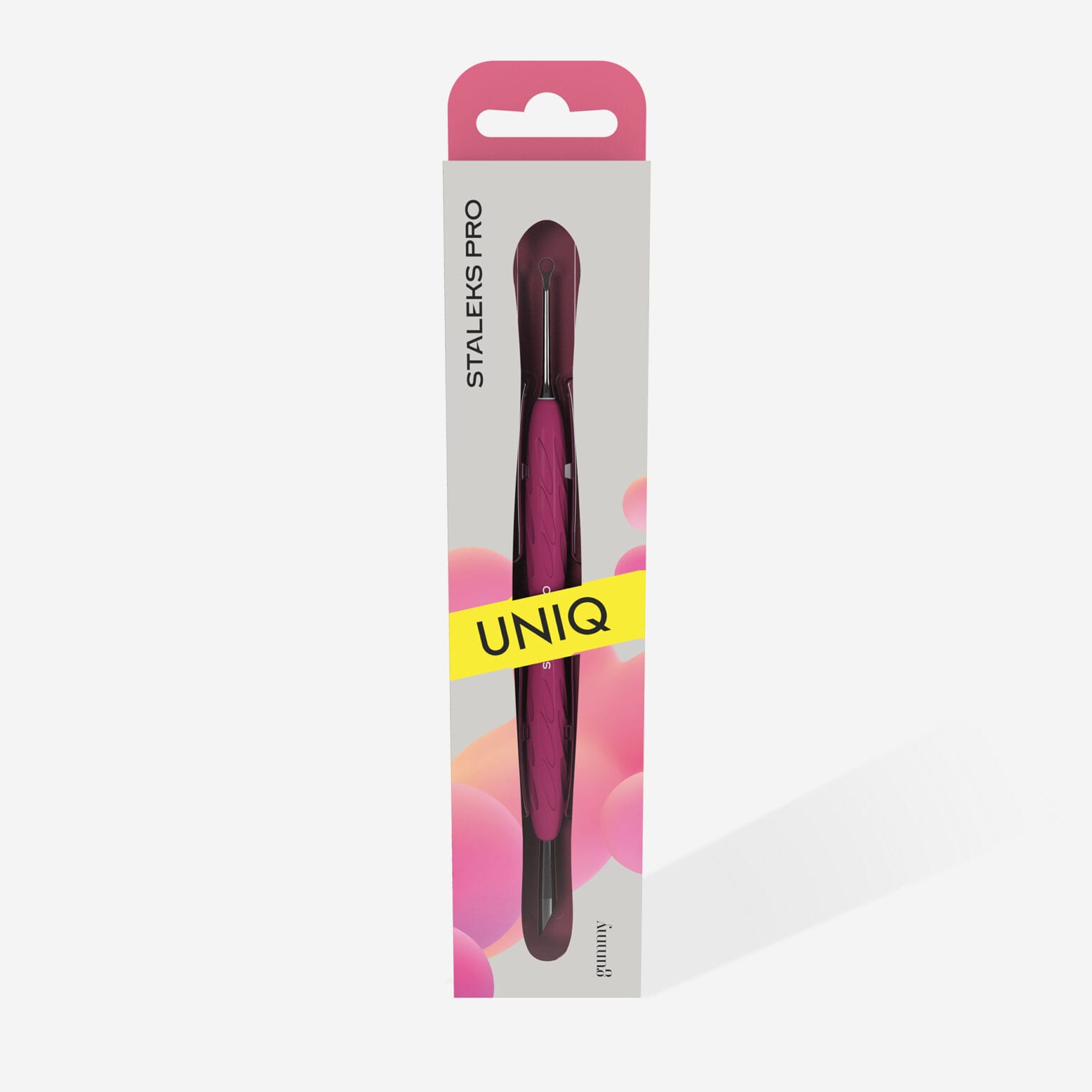 Manicure Pusher Gummy With Silicone Handle UNIQ 11 TYPE 2 Beveled & Loop Pusher PQ-11/2