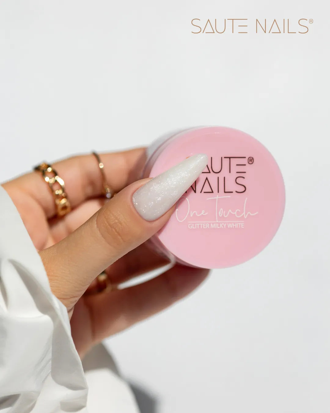 Saute Nails One Touch Glitter Milky White Builder Gel