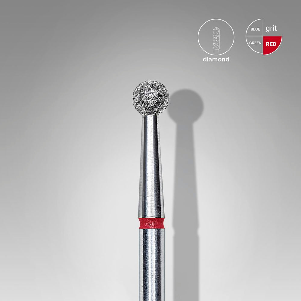 Diamond nail drill bit, “ball”, red, head diameter 3,5 mm FA01R035