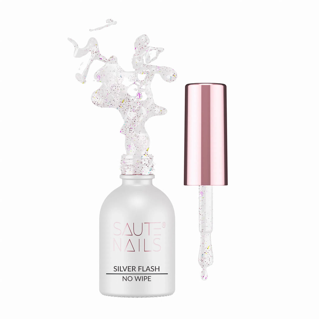 Saute Nails Silver Flash Top No Wipe 8ml