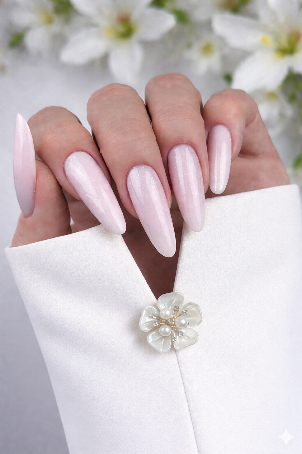 White Sleeve with a Slit and Decorative Button